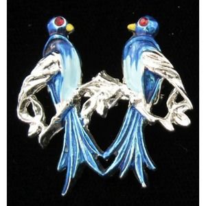 Gerry Bird Tropical Couple Blue Vintage Pin Brooch Estate See Below*
